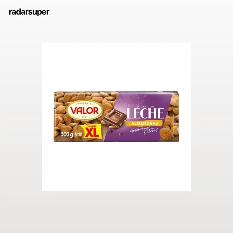 Chocolate con leche y almendras enteras Valor sin gluten 300 g.