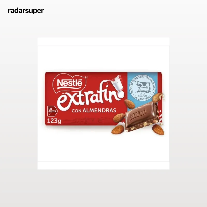 Chocolate con leche y almendras Nestlé Extrafino sin gluten 123 g.