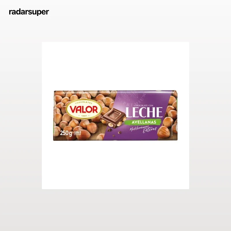 Chocolate con leche y avellanas enteras Valor sin gluten 250 g.