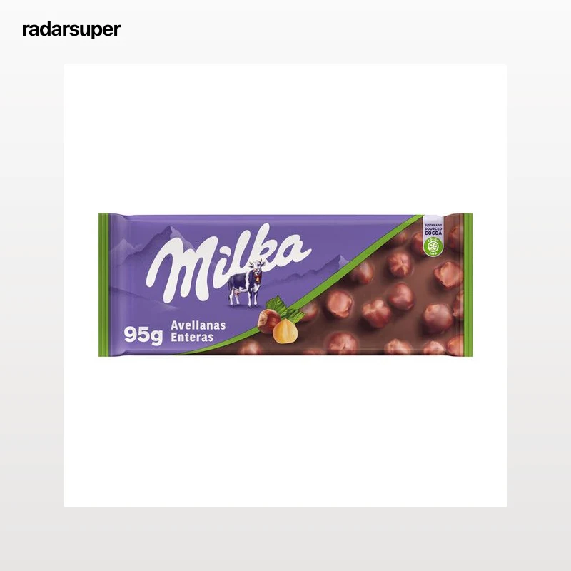 Chocolate con leche y avellanas enteras Milka 95g