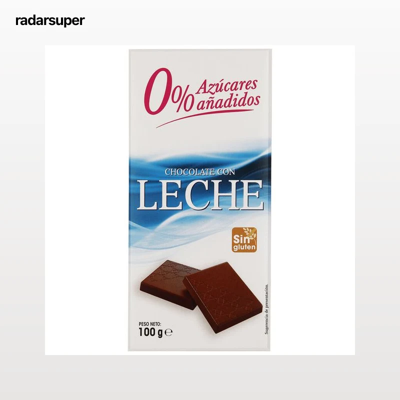 Chocolate con leche sin azúcar añadido sin gluten 100g