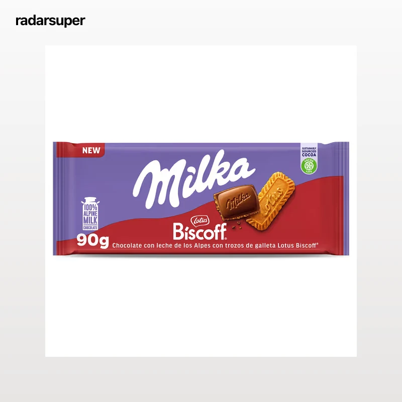Chocolate con leche con trozos biscoff lotus Milka 90 g