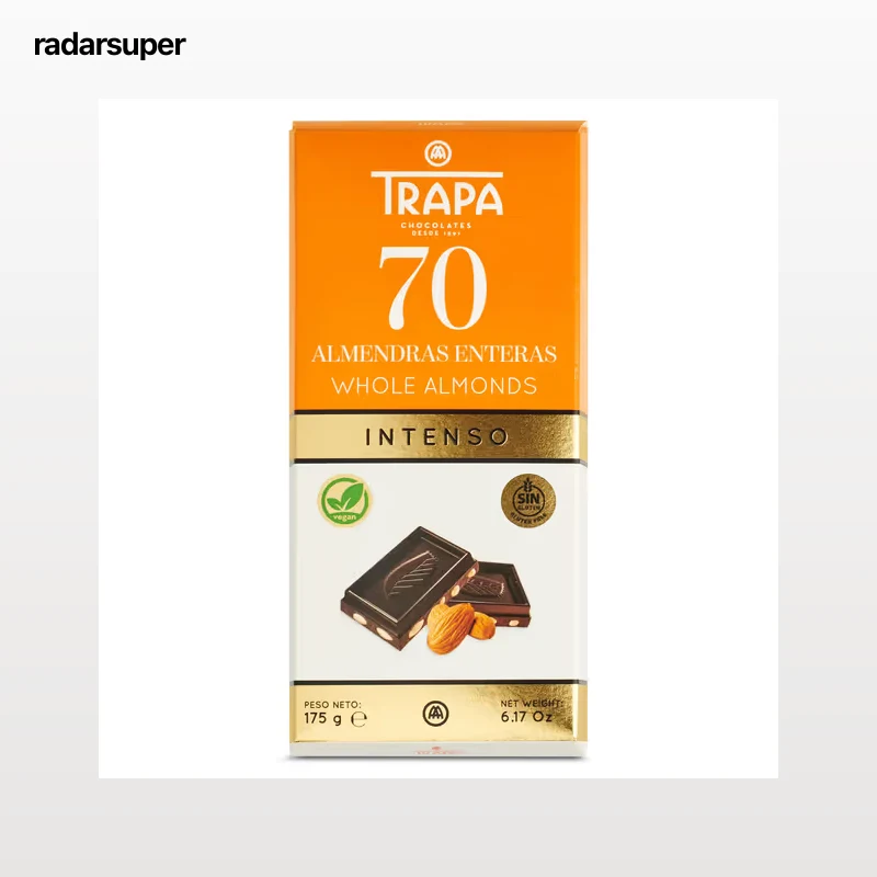 Chocolate negro 70% con almendras Trapa 175 g