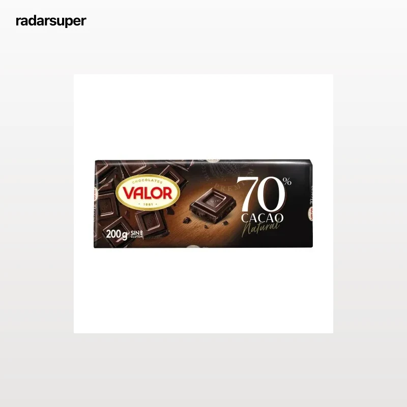 Chocolate negro 70% cacao Valor sin gluten 200 g.