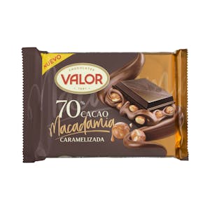 Chocolate negro 70% cacau Valor com nozes de macadâmia caramelizadas