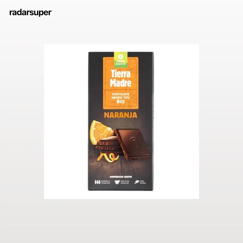 Chocolate negro 70% con naranja ecológico Intermón Oxfam  100 g.