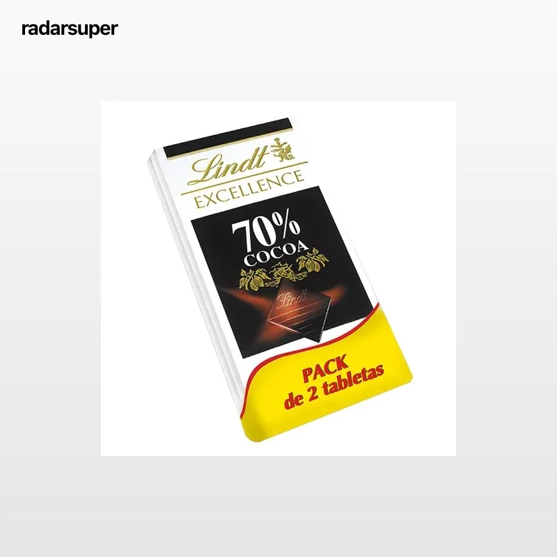 Chocolate negro 70% Lindt Excellence pack de 2 tabletas de 100 g.
