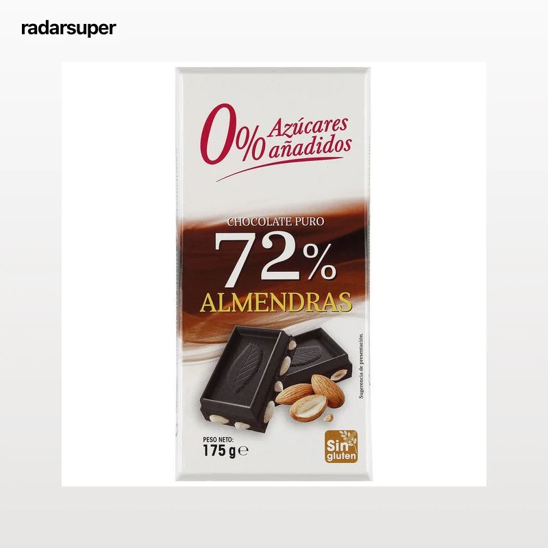 Chocolate negro 72% con almendras sin azúcar añadido 175g