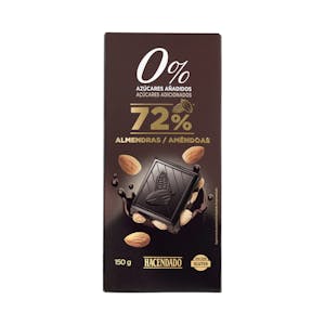 Chocolate negro 72% de cacao Hacendado con almendras enteras
