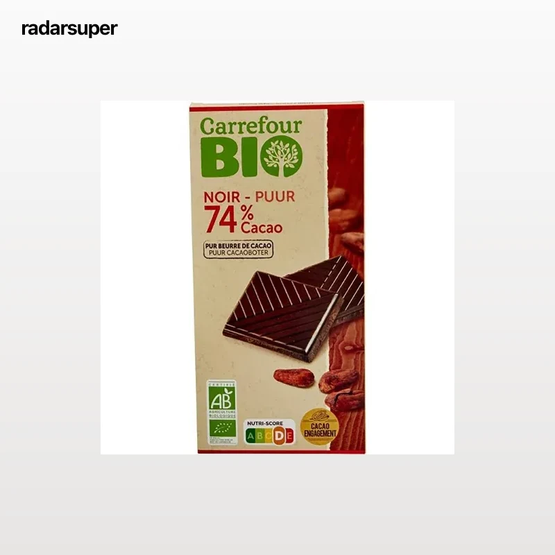 Chocolate negro 74% cacao ecológico Carrefour Bio 100 g.
