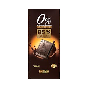 Chocolate negro 85% cacao extrafino y edulcorante Hacendado 0% azúcares añadidos
