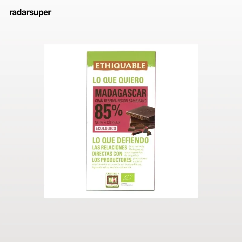 Chocolate negro 85% cacao Madagascar ecológico Ethiquable 100 g.