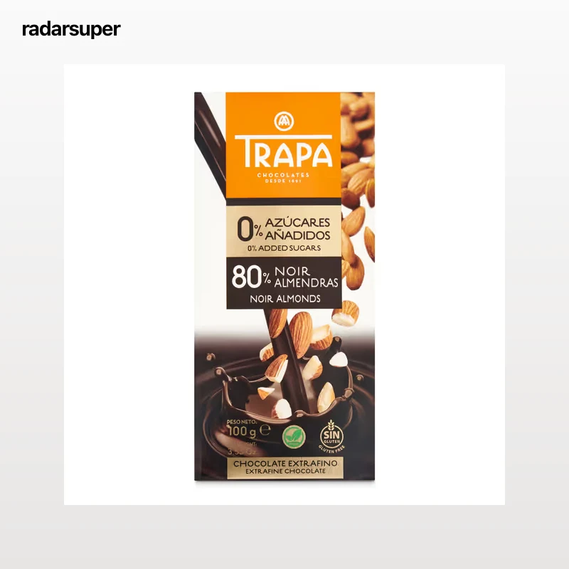Chocolate negro con almendras Trapa 100 g