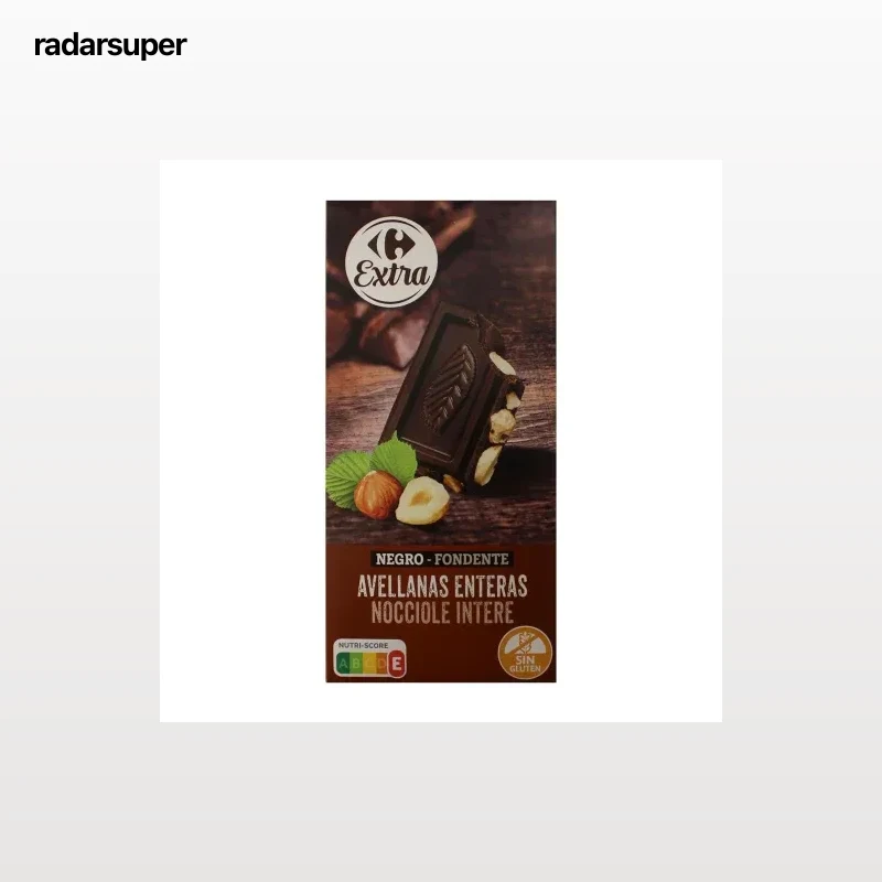 Chocolate negro con avellanas enteras Carrefour Extra sin gluten 200 g.