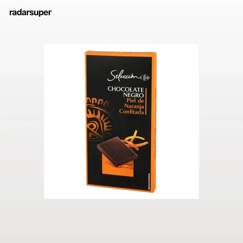 Chocolate negro con piel de naranja confitada Carrefour Selección 100 g.