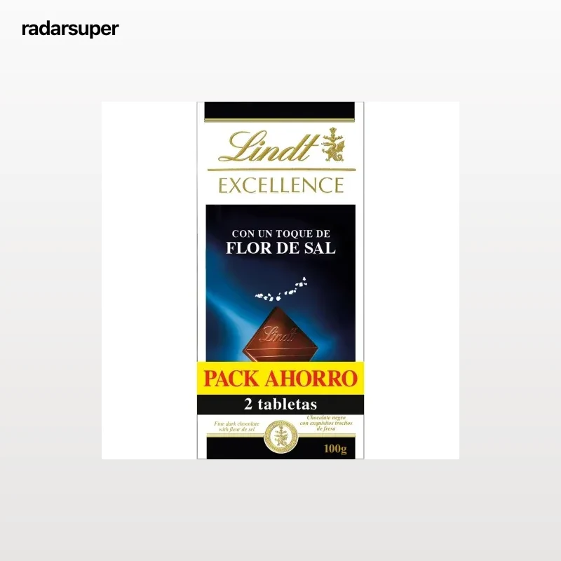 Chocolate negro Flor de Sal Lindt Excellence pack de 2 unidades de 100 g.
