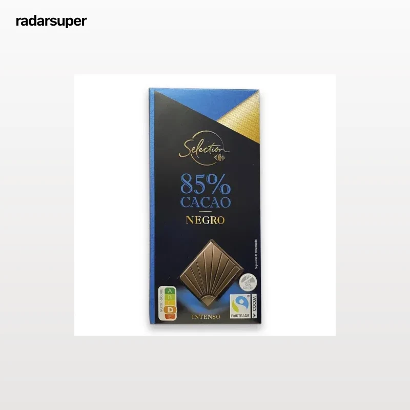 Chocolate negro intenso 85% cacao Selection Carrefour sin gluten 100 g.