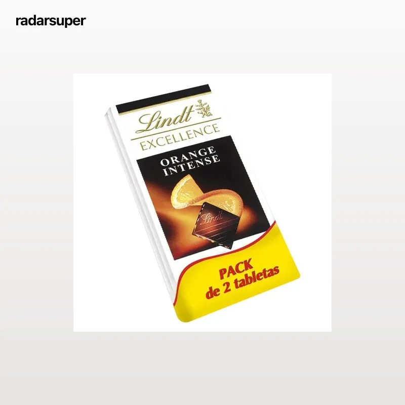 Chocolate negro intenso con naranja Lindt Excellence pack de 2 tabletas de 100 g.