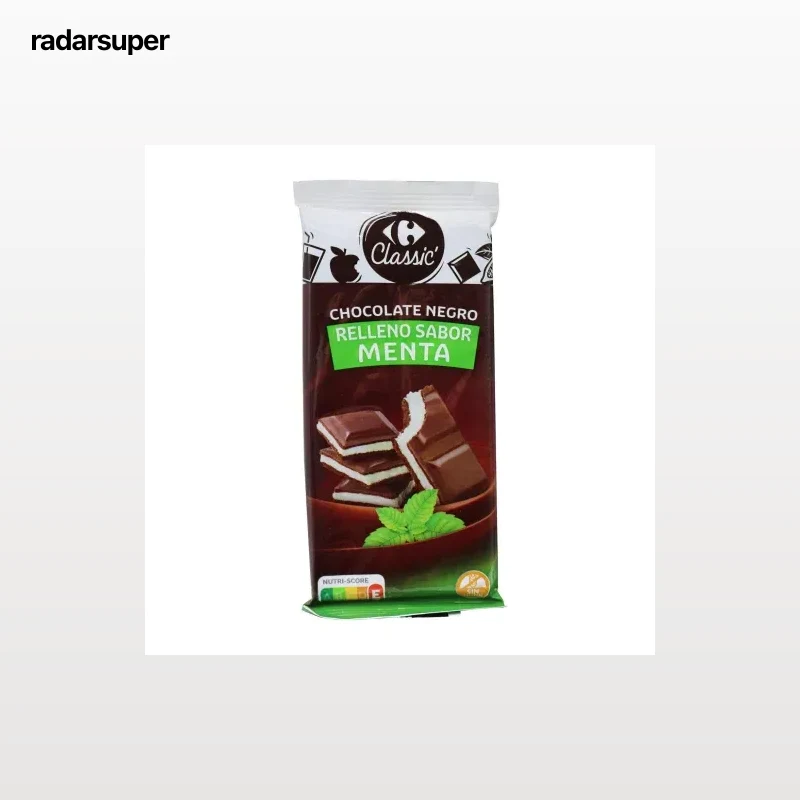 Chocolate negro relleno de menta Carrefour Classic sin gluten 100 g.