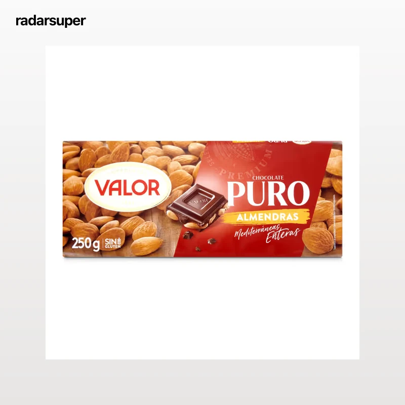 Chocolate puro con almendras enteras Valor 250 g