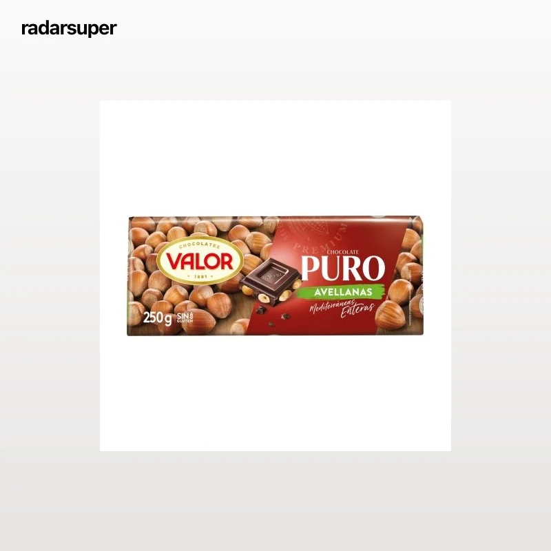 Chocolate puro con avellanas enteras Valor sin gluten 250 g.