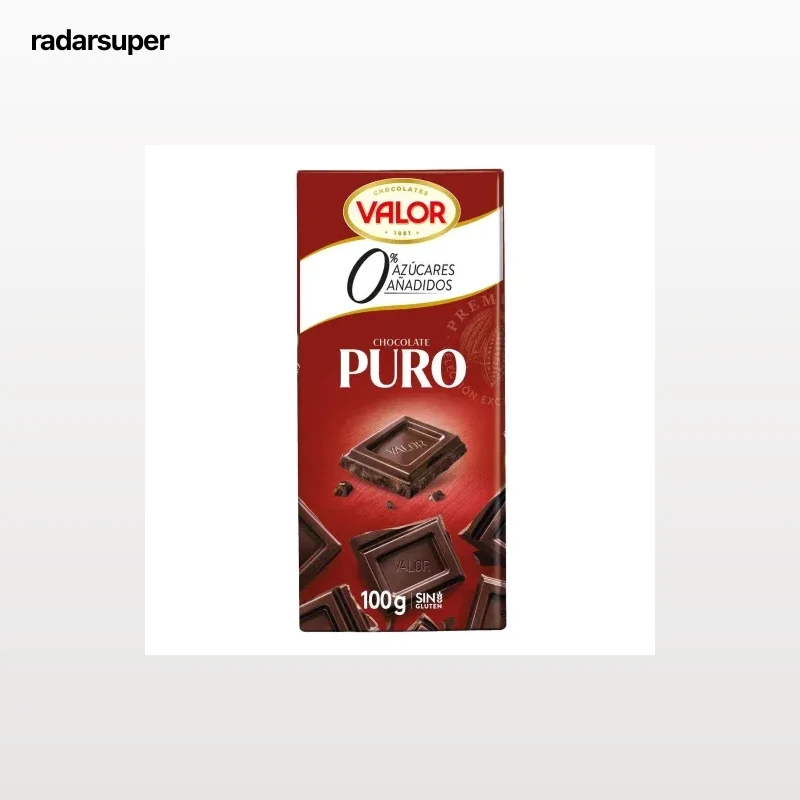 Chocolate puro sin azúcares añadidos Valor sin gluten 100 g.