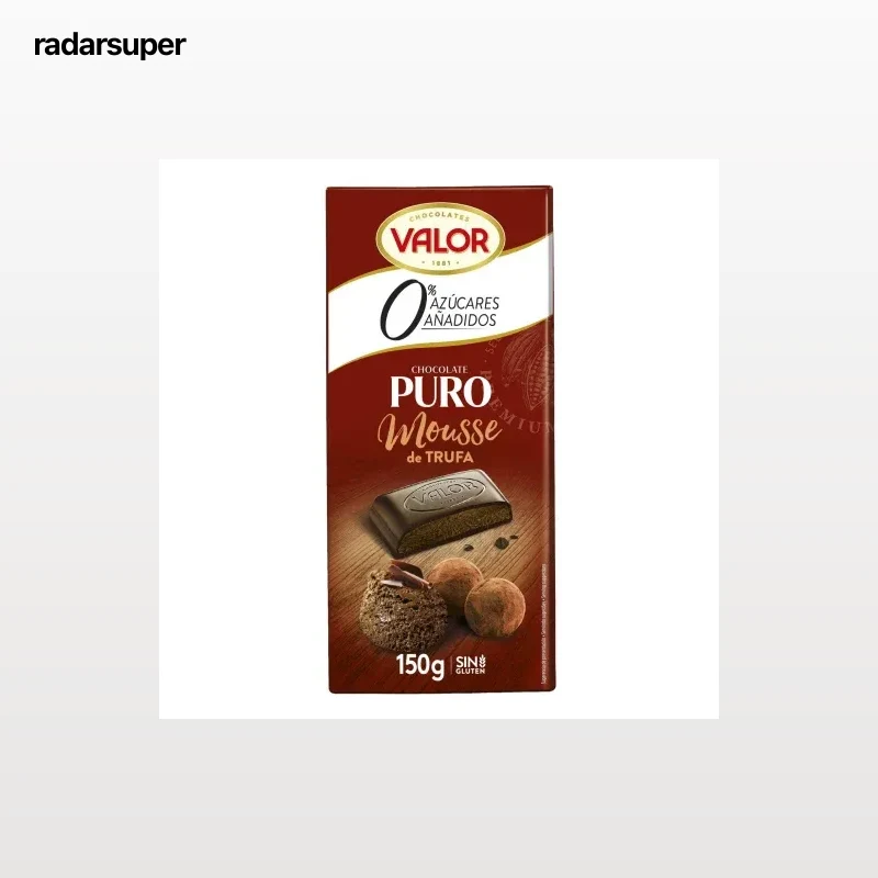 Chocolate relleno de mousse de trufa Valor sin gluten y sin azúcar añadido 150 g.