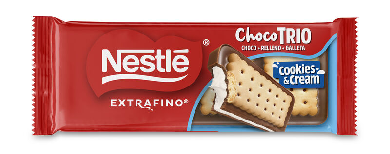 Chocolate trio extrafino relleno de cookies&cream con galleta Nestlé 90g