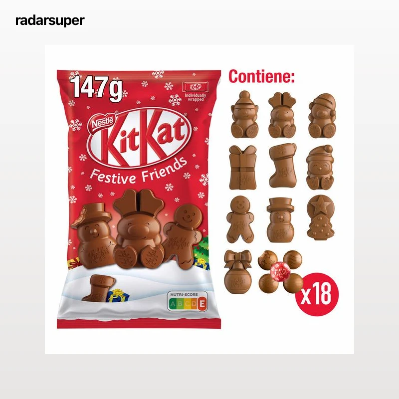 Chocolatina con figuras de chocolate con leche Kit Kat 147g