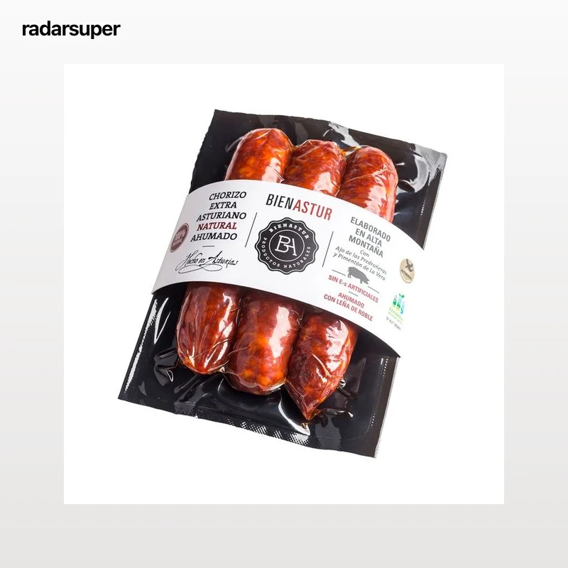 Chorizo asturiano de calidad extra y ahudado natural EL CUCO 300 g.