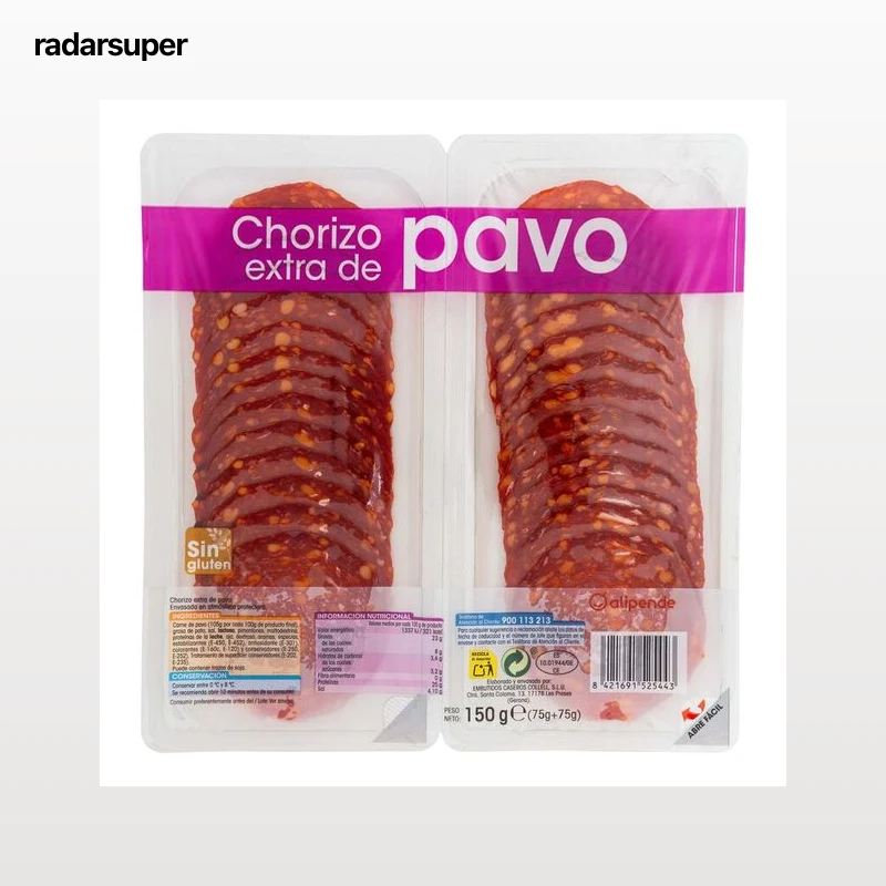 Chorizo extra de pavo calidad extra en lonchas Alipende pack 2 de 75g