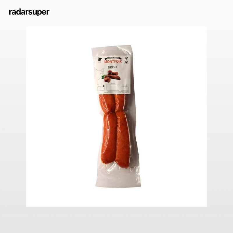 Chorizo fresco oredado, envasado al vacio y elaborado sin gluten ni lactosa MONTFOIX 280 g.