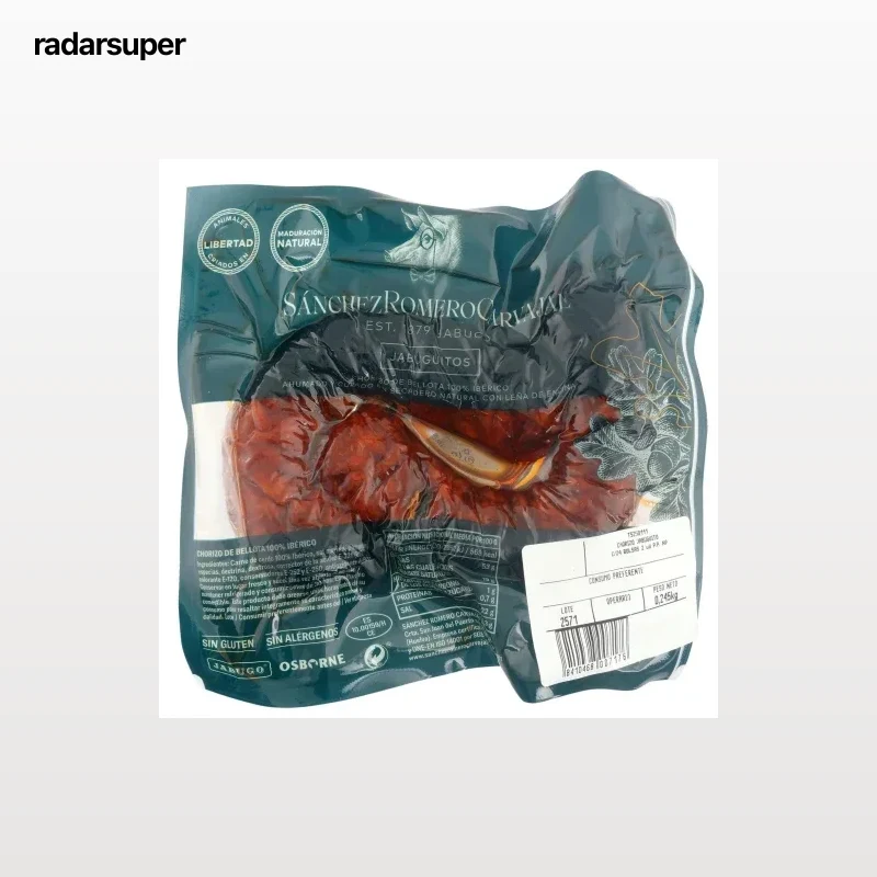 Chorizo jabuguitos 100% ibérico de bellota Sánchez Romero Carvajal sin gluten 245 g