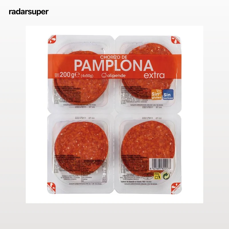 Chorizo de pamplona en lonchas Alipende pack 4 de 50g