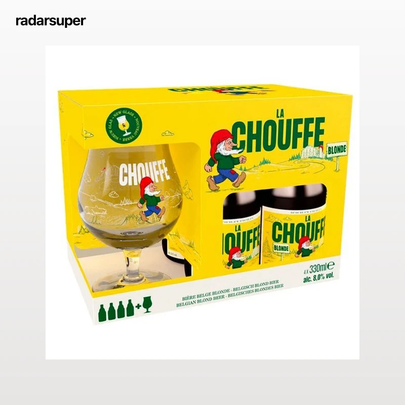 LA CHOUFFE Lote de cervezas 4x33 cl + copa.