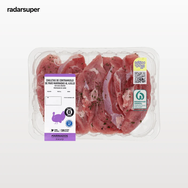 Chuletas de pavo adobadas al ajillo