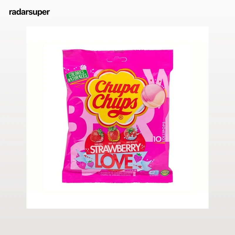 CHUPA CHUPS Caramelo con palo de fresa love 10 uds 120 g.