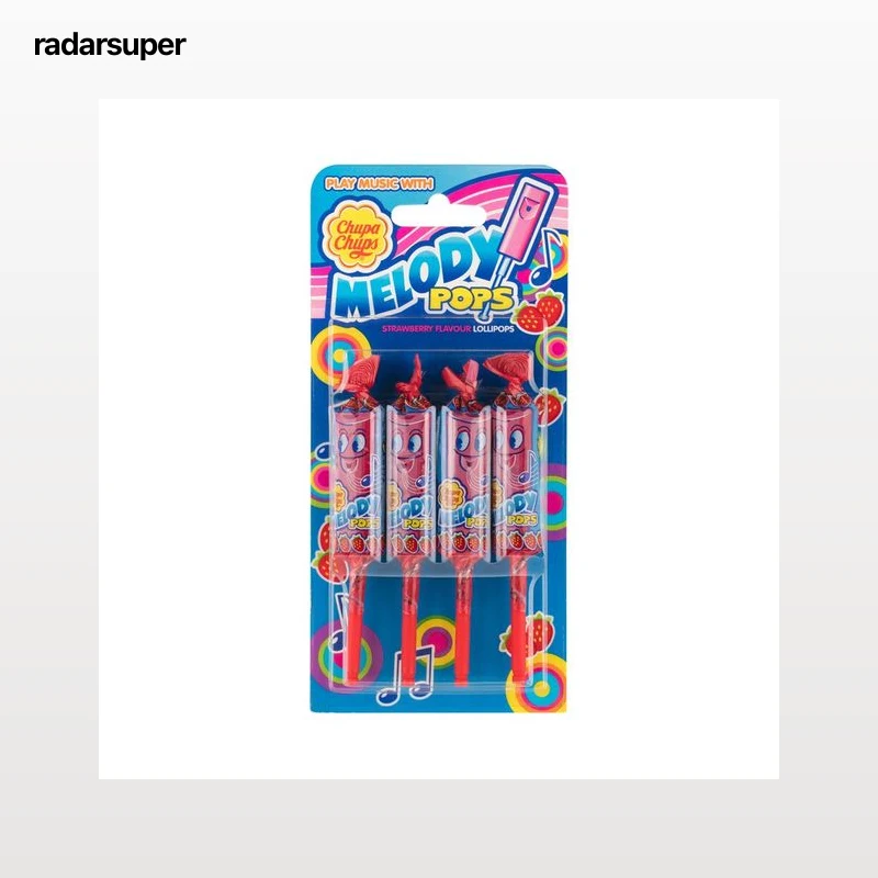 CHUPA CHUPS Caramelo con palo de sabor fresa, Melody Pops 4 uds. x 15 g.