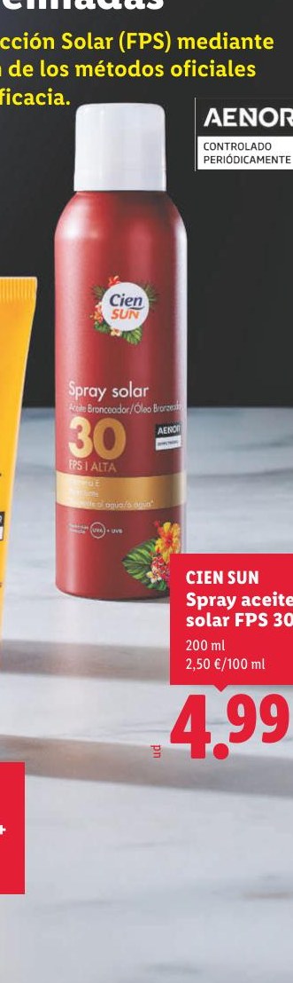 CIEN SUN Spray aceite solar FPS 30