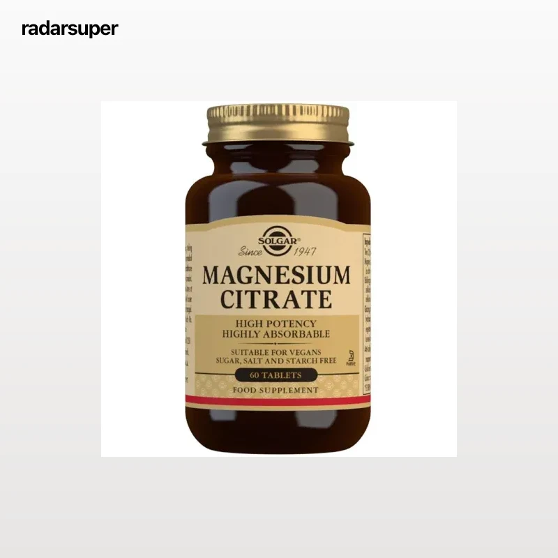Citrato de Magnesio Solgar sin gluten sin lactosa 60 ud.