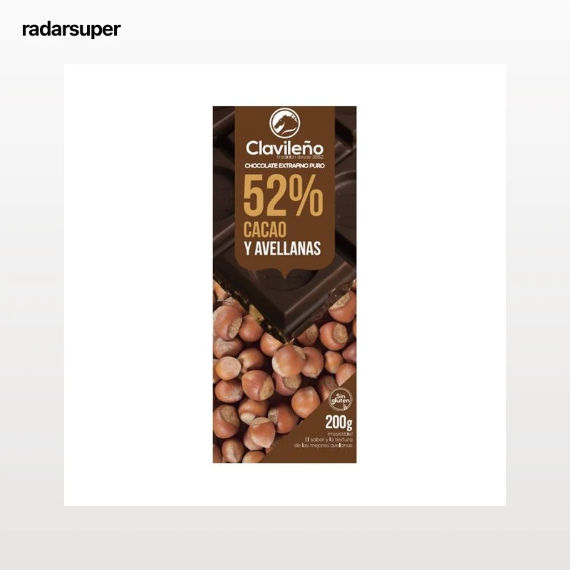 CLAVILEÑO Chocolate negro 52% y avellanas 200 g.