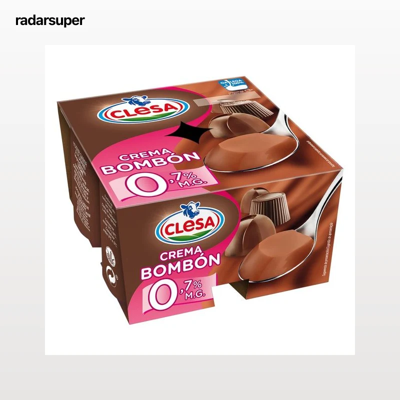 CLESA Crema de chocolate bombón, con solo 0.7% materia grasa CLESA 4 x 125 g.