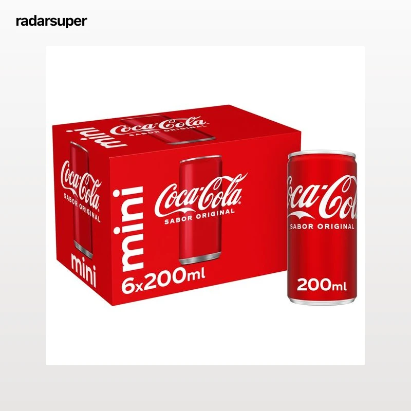COCA COLA MINI Refresco de cola sabor original pack latas 6 uds de 200 ml.
