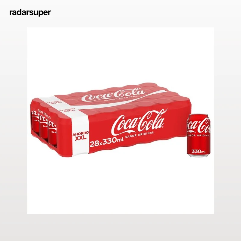 COCA COLA Refresco de Cola sabor original pack 28 latas x 330 ml.