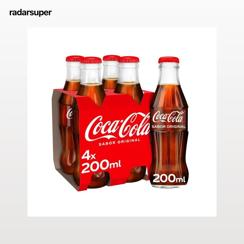 COCA COLA Refresco sabor original botella de vidrio 4x200ml.