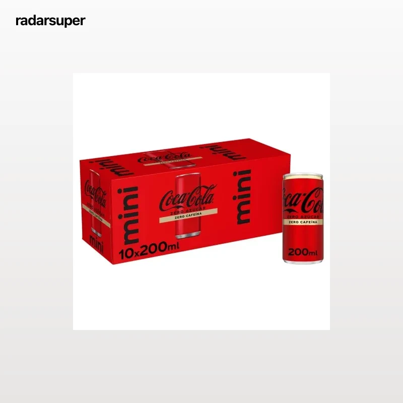Coca Cola zero azúcar zero cafeína mini pack 10 latas 20 cl.