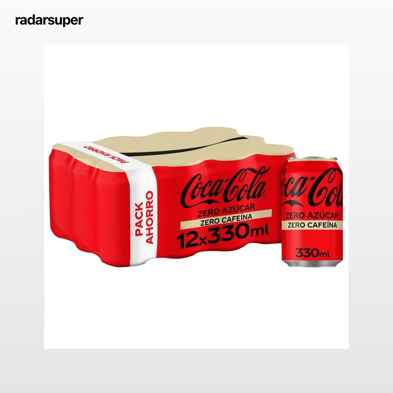 COCA COLA Zero azúcar Zero cafeína refresco de cola pack 12 unds de 330ml Lata