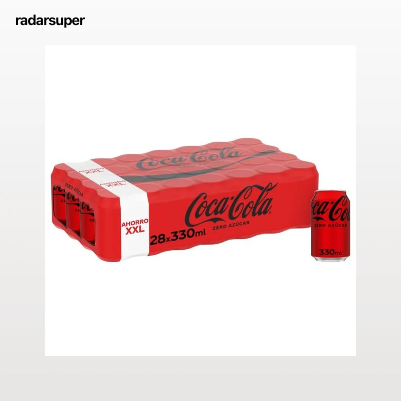 COCA COLA ZERO Refresco de cola Zero azúcar pack lata 28 uds x 330 ml.