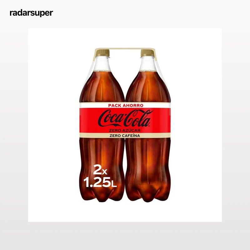 COCA COLA ZERO ZERO Refresco de cola Zero sin azúcar y sin cafeína pack 2 de 1.25 L Botella