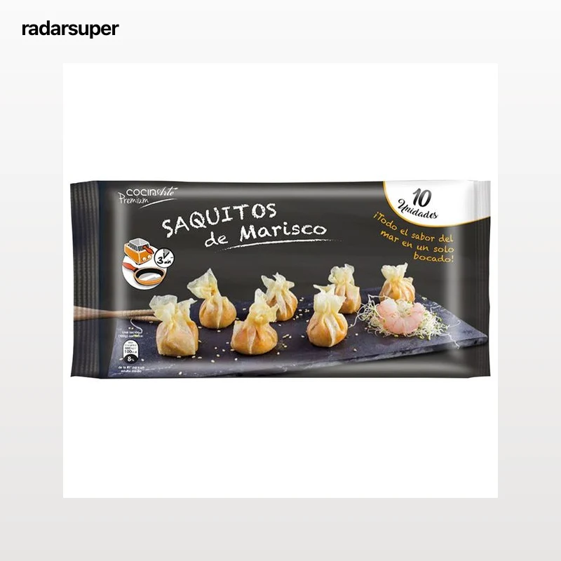 COCINARTE Delicioso relleno de marisco, envuelto en crujiente pasta filo en forma de saquito Premium 10 uds.
